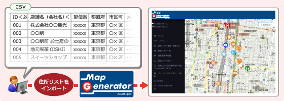 住所リストをシステムに登録するだけ デジタルマップ作成ツール Map Generator を開発 株式会社ビジカのプレスリリース