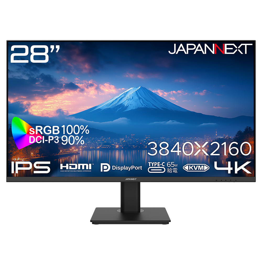 JAPANNEXTが28インチ IPSパネル搭載 USB-C(最大65W)給電対応の4K
