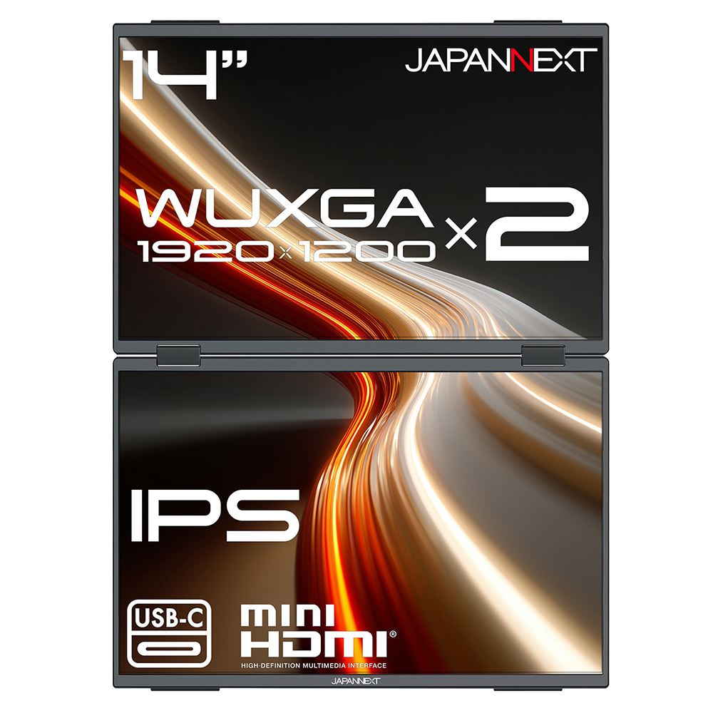 JAPANNEXT 14インチモバイルディスプレイ　2台 JAPANNEXT、14型IPSパネル搭載の4Kモバイル液晶ディスプレイ2