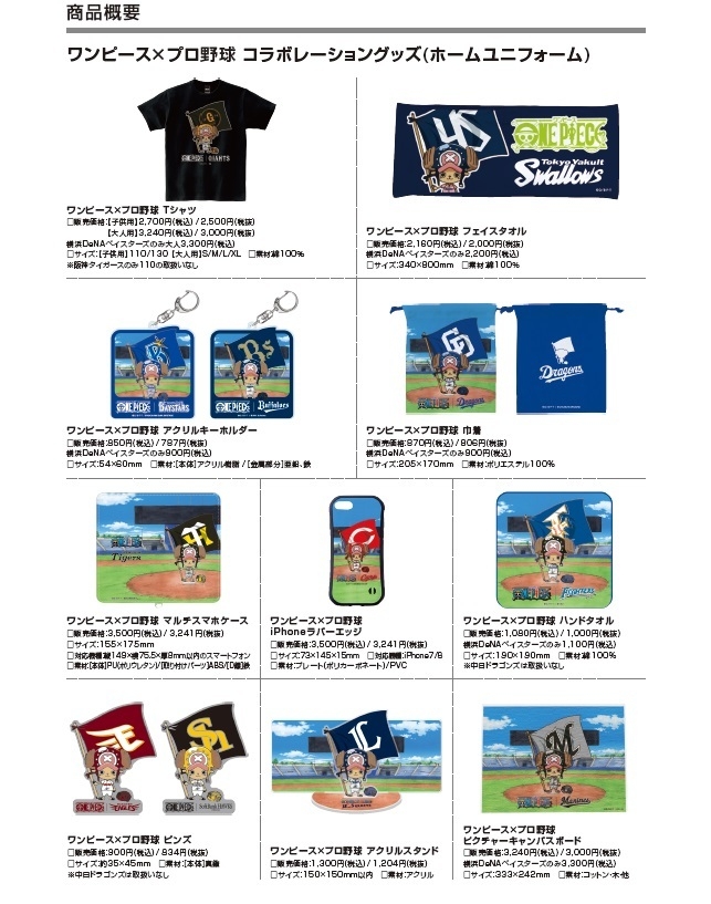 大人気アニメ One Piece プロ野球12球団夢のコラボレーション決定 完全描き下ろしオリジナルアートのコラボレーショングッズが7月16日より発売 株式会社スペースエイジのプレスリリース 大人気アニメ One Piece プロ野球12球団夢のコラボレーション決定 完全描き下ろしオリジナルアートのコラボレーショングッズが7月16日より発売 株式会社スペースエイジのプレスリリース