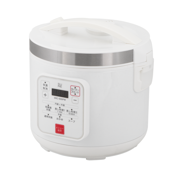 市販のお米から糖質をカットしたご飯が炊ける低糖質炊飯器「SRC-500PW