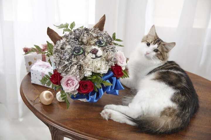 オーダーメイドアレンジメント 生花の風合い 愛犬、愛猫の写真を入れて作成します