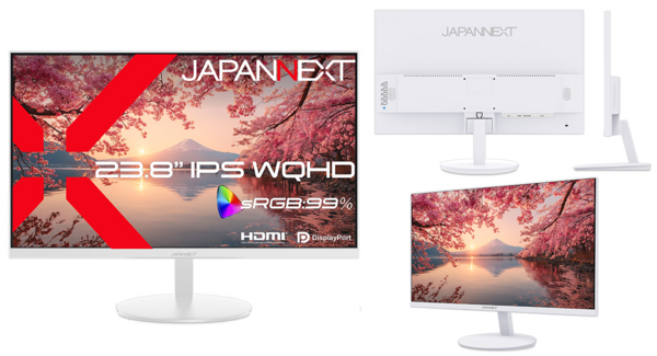 JAPANNEXTが23.8インチ IPSパネル搭載 本体カラーにホワイトを採用したWQHD液晶モニターを24,980円で4月23日(木)に発売