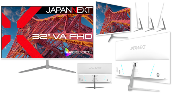 JAPANNEXTが32インチ VAパネル搭載 本体カラーにホワイトを採用したフルHD液晶モニターを28,980円で3月19日(木)に発売