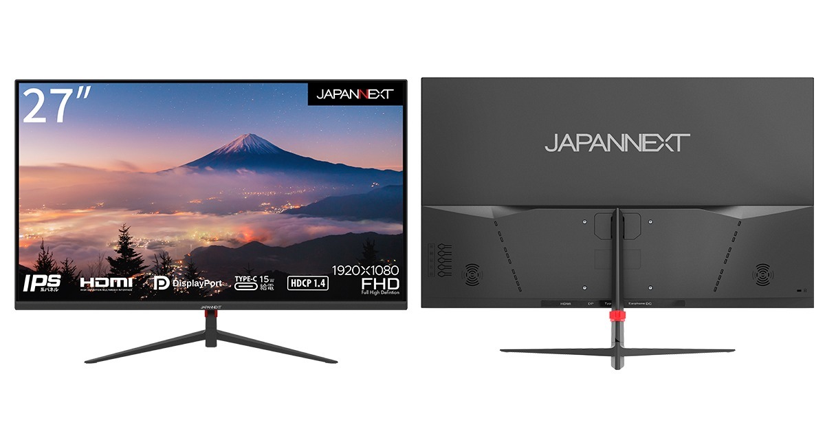 JAPANNEXTがIPSパネル搭載27インチ フルHD USB-C対応液晶モニターを12