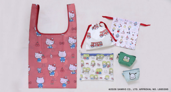 サンリオキャラクターズがカラフルな巾着やポーチに! ベーシックで持ち歩きやすいデザイン 雑貨店・ブルーブルーエで3/1~取り扱い開始
