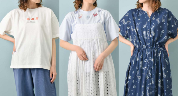 クラゲや魚がゆらめく“海の世界観”がモチーフのオリジナルTシャツ&ワンピースが新登場! 雑貨店・ブルーブルーエにて5月13日(水)~発売