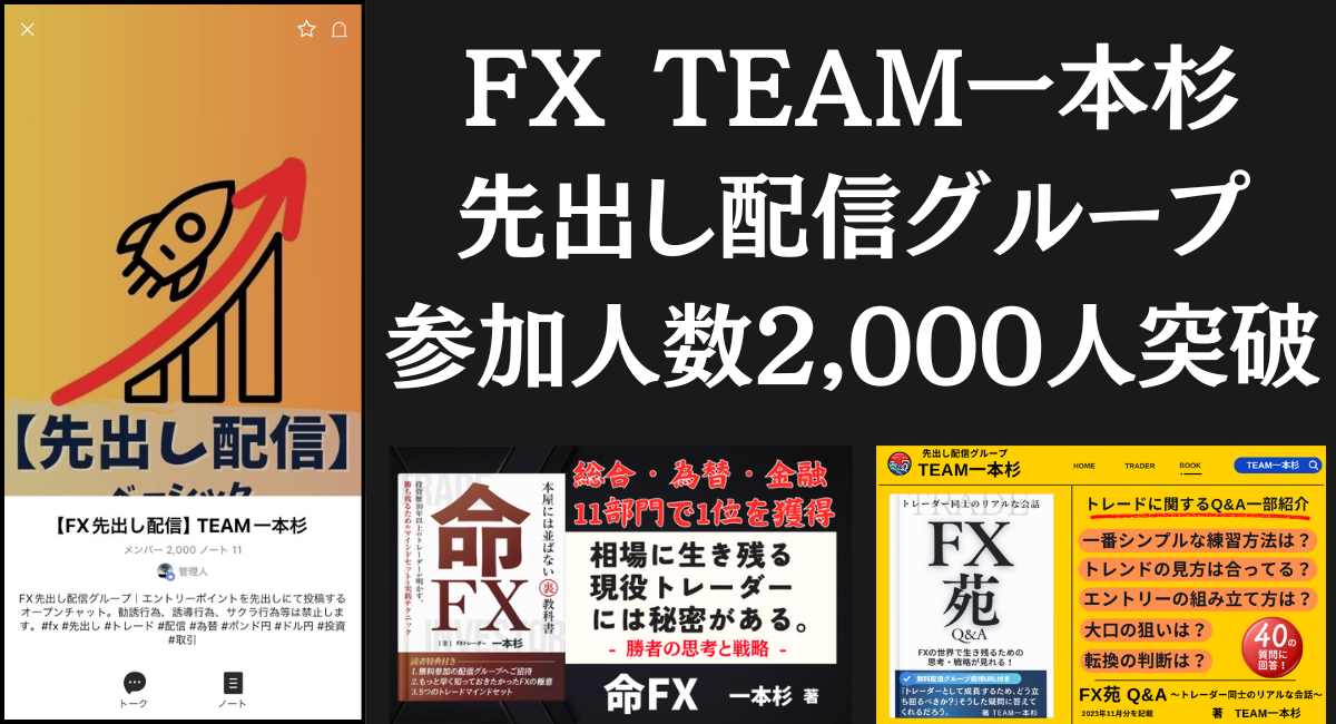 FXのエントリーポイントの先出し配信グループ【TEAM一本杉】参加者2,000人を突破！ - 株式会社サンライズのプレスリリース