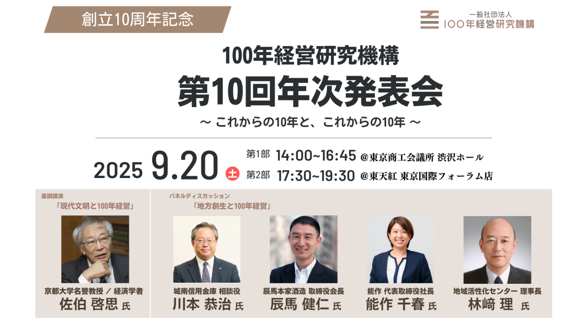 2025年9月20日(土)100年経営研究機構 第10回年次発表会を開催 2025年9月20日(土)100年経営研究機構 第10回年次発表会を開催