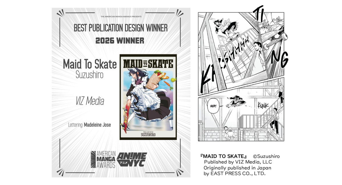 『メイドスケーター』英訳版・『MAID TO SKATE』が「THE AMERICAN MANGA AWARDS 2026」最優秀レタリング賞を受賞！