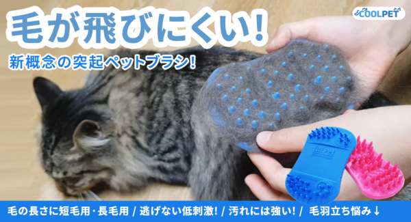 【掃除が減る】毛が飛ばず、肌にもやさしい。ペットも飼い主も快適に両面突起ブラシを最大37パーセントオフで応援購入できるクラウドファンディングのプロジェクト実施