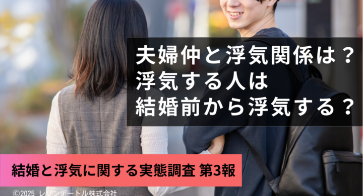 浮気の原因に夫婦仲は関係ない?結婚前から浮気をしていた割合は?──既婚者の浮気にまつわる疑問を調査! - レゾンデートル株式会社のプレスリリース