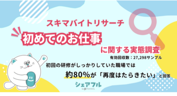 『シェアフル』スキマバイトリサーチ、初めてのお仕事に関する実態調査を実施 〜初回の研修がしっかりしていた職場では約80%が再度はたらきたいと回答〜
