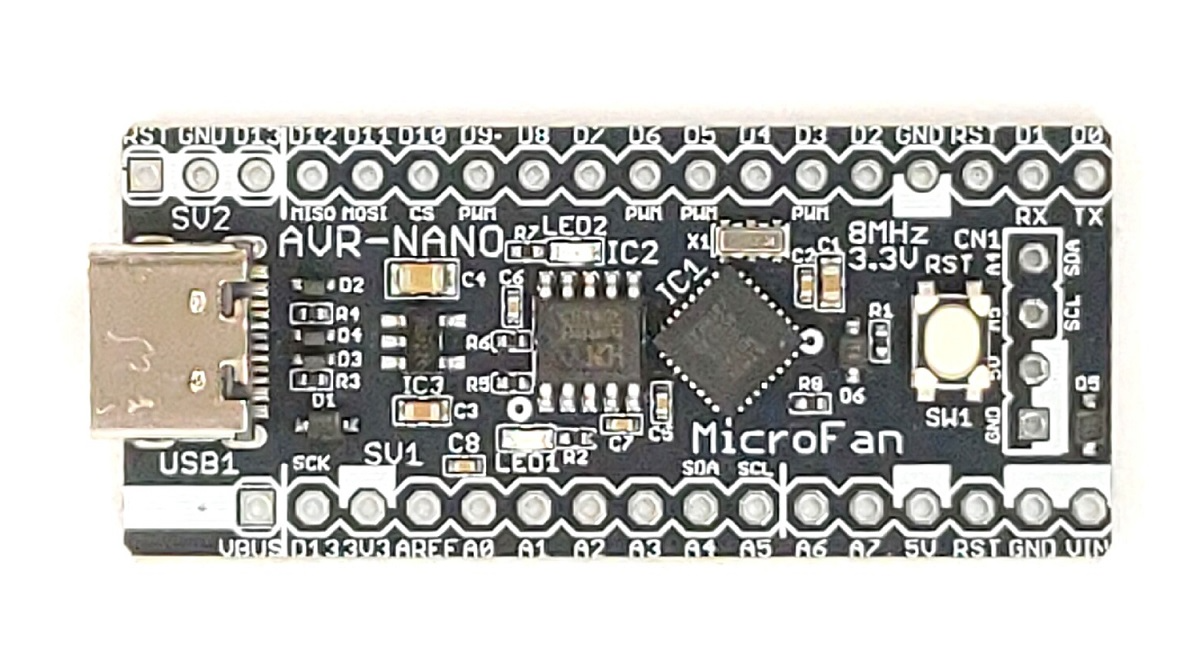 マイクロファン、Arduino NANO V3準拠の3.3V版組込みマイコン基板「AVR-NANO」発売！試作から実機組込みまで演習成果をコンパクトに展開