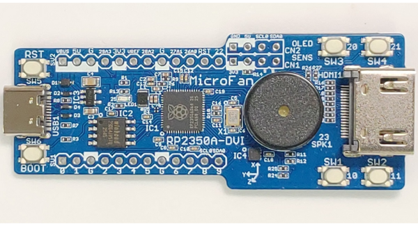 マイクロファン、TV/PCモニター出力機能付き開発基板「RP2350A-DVI」発売!C/C++, Pythonで大画面出力可能な計測ツールやゲーム作成が可能